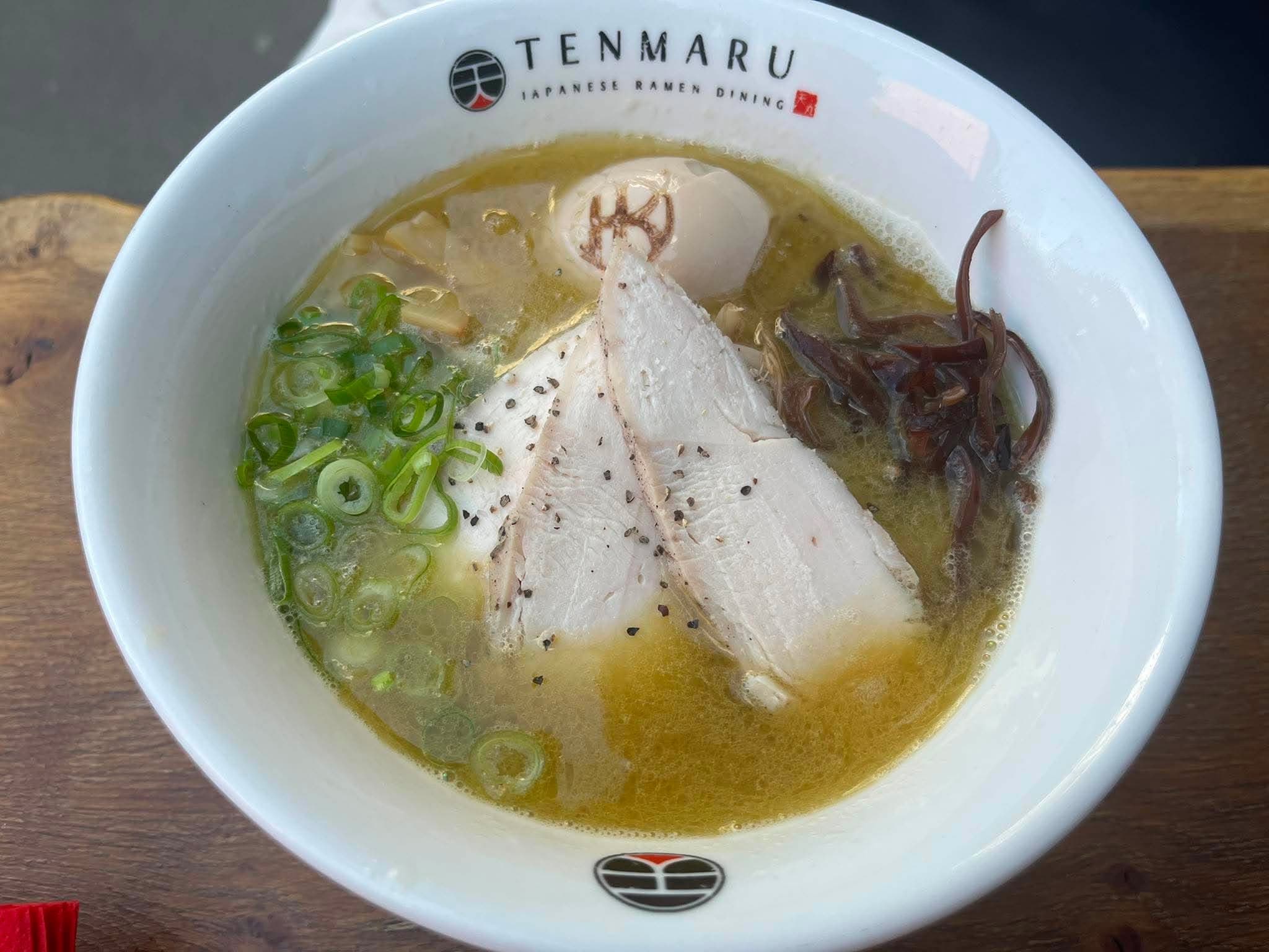Tori Paitan chicken paitan ramen at Tenmaru, Finsbury Park London — sous-vide chicken chashu, seasoned egg and black fungus